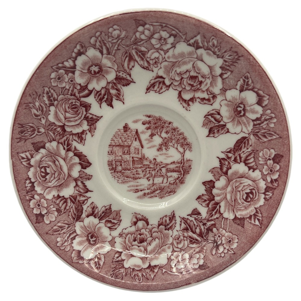 Vintage Shenango Roselyn‎ Pink House and Horseback Riding Scene